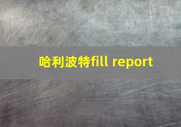 哈利波特fill report